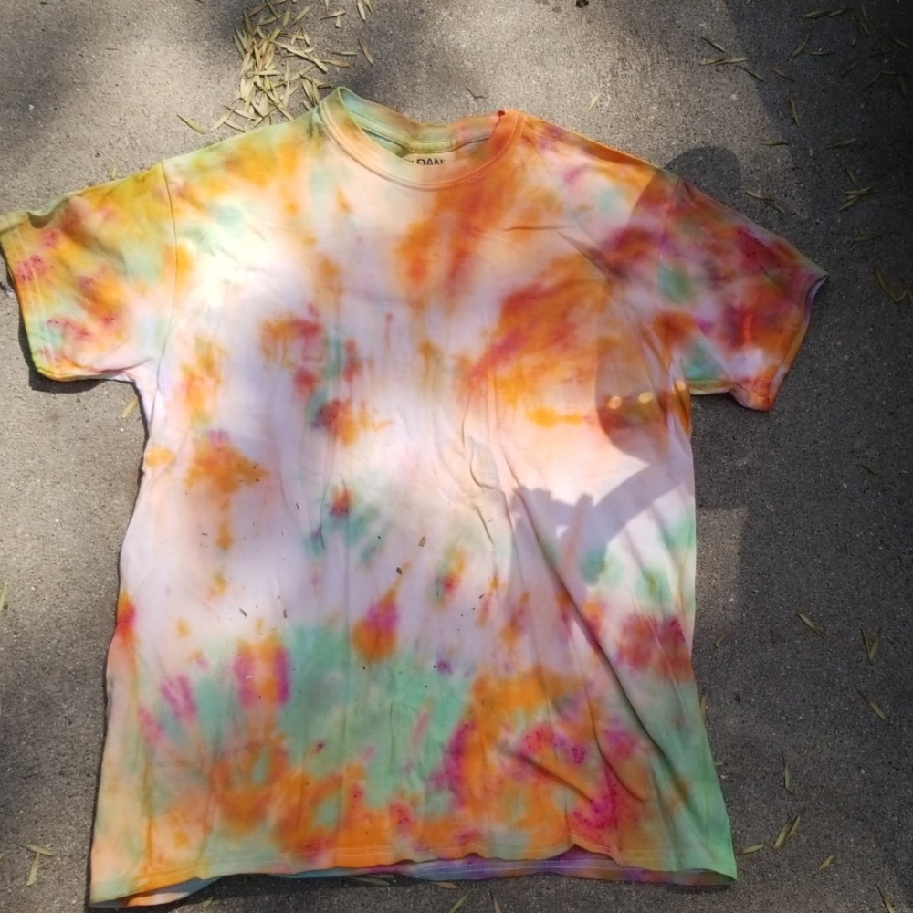 Medium orange green and white tye dye tshirt